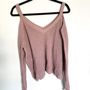 L.A. Hearts Mauve Cut Out Waffle Knit Sweater